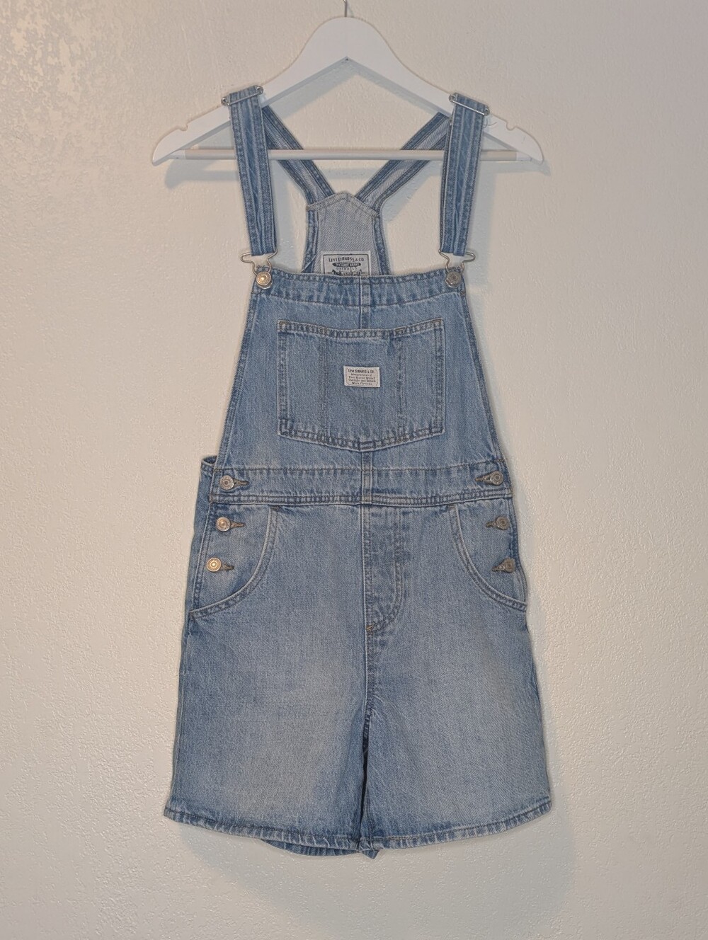 Levi's Vintage Denim Shortalls Overalls Light Wash "In The Field" Size XS